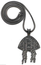 MMG Necklace Iced Out Crystal Rhinestones New Dripping Pendant 36 Inch Chain - £32.27 GBP