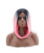 Fashion Synthetic Hair Wigs Short Bob Black to Pink Middle Part 12 inch - £10.22 GBP