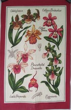 Red Tea Towel-Banner Botanicals Suitable to Frame 29&quot; x 18.5&quot; Ultra Clean Linen. - £9.98 GBP
