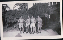 Vintage Four Soldiers Showing Sexy Legs Snapshot WWII 1940s - £7.85 GBP