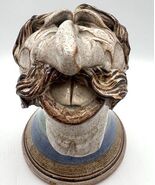 Vintage John Coiner Pottery Funny Face Brush Pen Toothbrush Holder 5.5" ... - $26.18