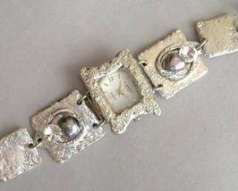 Silver Square Watch Swarovski Crystal Gemstone Handcrafted Unique Wristwatch - £180.41 GBP