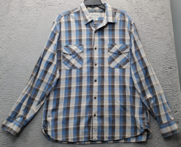 Lucky Brand Shirt Mens XL Multi Plaid Flap Pocket Long Sleeve Collar But... - $20.29