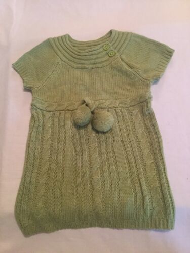 Primary image for Mothers Day Crazy 8 sweater dress Size 18 24 mo pom pom short sleeve green 