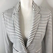 Apt 9 Womens Blazer Jacket Size S Knit White Black Stripe Lined Coastal ... - £12.72 GBP