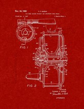 Fly Fishing Reel Patent Print - Burgundy Red - £6.34 GBP+