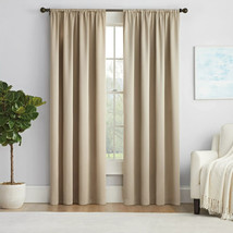 Eclipse Solid Therma Darkening Rod Pocket Single Curtain Panel Taupe 54&#39;... - £11.98 GBP