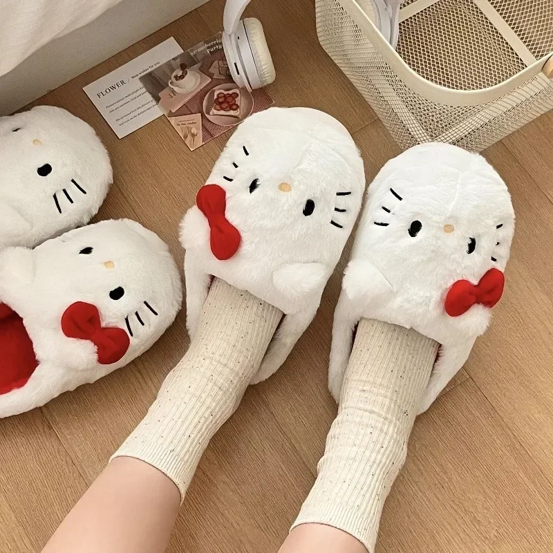 Sanrio Series kawaii Hello Kitty Plush Slipper Cartoon Sanrio Warm Winter Indoor - £13.53 GBP