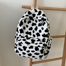 Women Plush Backpack School Shoulder Bag Animal Cow Pattern Travel Rucks... - $27.80