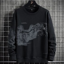 2021  New Black Grey Crewneck Sweatshirts Men Streetwear Fashion Printed Pullove - £93.20 GBP