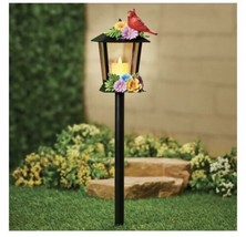 5&quot;L x 5&quot;W x 23 1/2&quot;H Solar Powered Lantern With Red Cardinal Purched On ... - £140.79 GBP