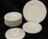 Pfaltzgraff Ribbon Rim Soup Bowls and Chop Plate Platter Lot of 12 - £47.28 GBP