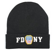 FDNY Winter Hat Police Badge Fire Department Of New York City Black &amp; White O... - £10.91 GBP