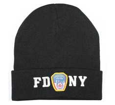 FDNY Winter Hat Police Badge Fire Department Of New York City Black &amp; White O... - £11.20 GBP