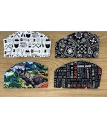 Lot Of 4 Tie Scrub Caps -Black Bandana, Outdoors, Dinosaur, Born to Ride - $17.82