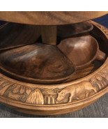 Vtg 3 Tier  Monkey Pod Pineapple Hand Carved Pineapple Lazy Susan Servin... - €126,16 EUR