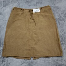 Faded Glory Skirt Womens 12 Camel Lace Up Doll Vibe Suede Casual Bottoms - £17.38 GBP