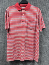 Vintage John Wanamarker Shirt Mens Medium Red Striped Polo Collared Short Sleeve - £18.79 GBP
