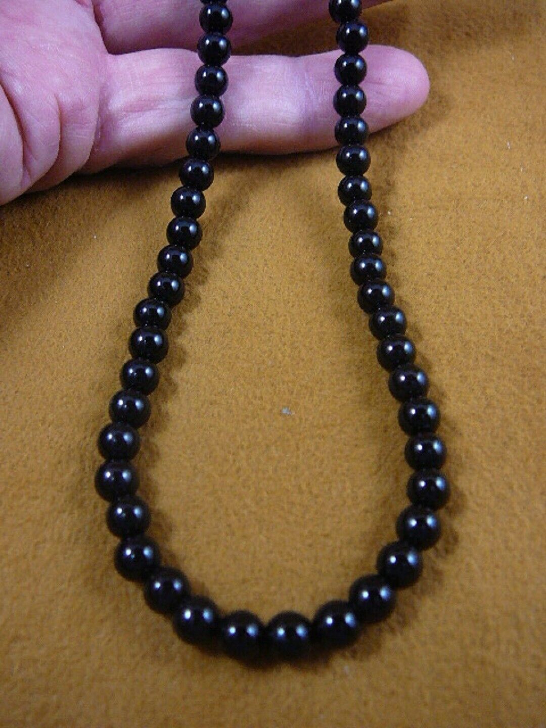 (v305-11) 18" long black onyx round bead beads beaded Necklace fashion JEWELRY - £33.61 GBP