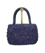 Dayne Tayler Vintage Handmade Blue Woven Straw Handbag Purse - $951.78 MXN