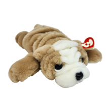 12&quot; Vintage 1995 Ty Churchill Bulldog Puppy Dog Stuffed Animal Plush Toy W Tag - £29.61 GBP