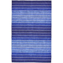 8&#39; x 11&#39; Striped Hand-Tufted Wool/Cotton Blue Area Rug - $605.29