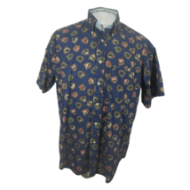 Tommy Hilfiger vintage 90s Men shirt short sleeve p2p&quot; 25 M tartan shields - £22.07 GBP