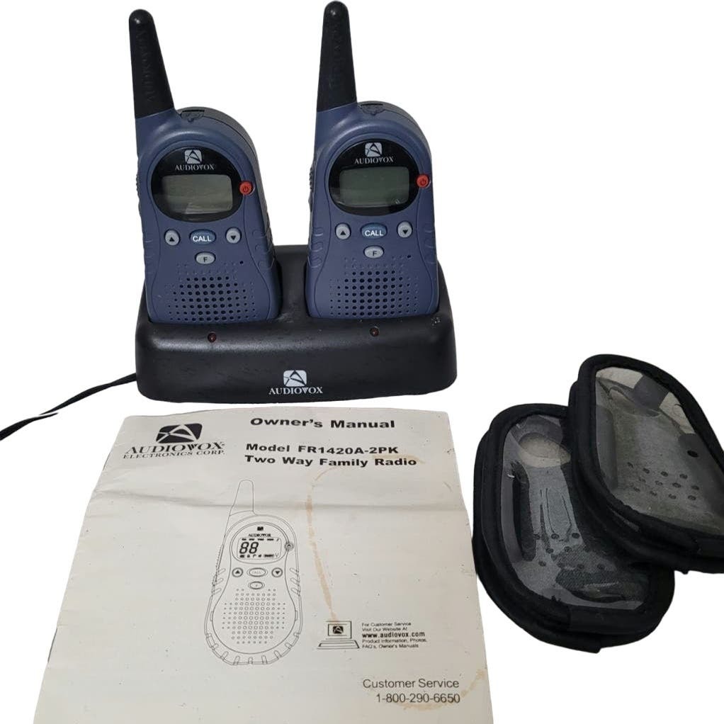 Set 2 Audiovox FR1420-2 Blue Wireless Transmitters Walkie Two Way Family Radio - $23.28