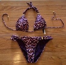 VIX Paula Hermanny Bia Bikini purple graphic tie dye gold MEDIUM M - £38.96 GBP