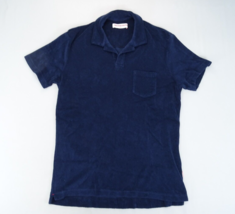 Orlebar Brown Mens Navy Blue Terry Short Sleeve Polo Shirt Size L Stretch - $118.69