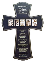 Large Wood Cross -- Amazing Grace -- (17&quot; x 12&quot; x 3/4&quot;) - £27.33 GBP