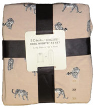 Soma + Chico&#39;s Women&#39;s Cool Night Pink Gray Leopard Long Sleeve Pajama Set XS - £39.83 GBP