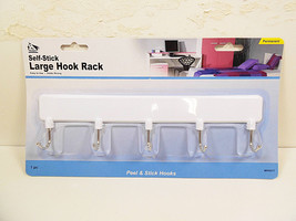 Hook Rack Self Stick Wall Door Mount 5 Hooks Hanging Kitchen Utensil Racks 1 pc - £6.05 GBP