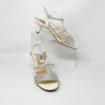 Alex Marie Womens Cream Silver Rhinestone Accent Ankle Strap Sandal, Size 9.5 - £21.39 GBP