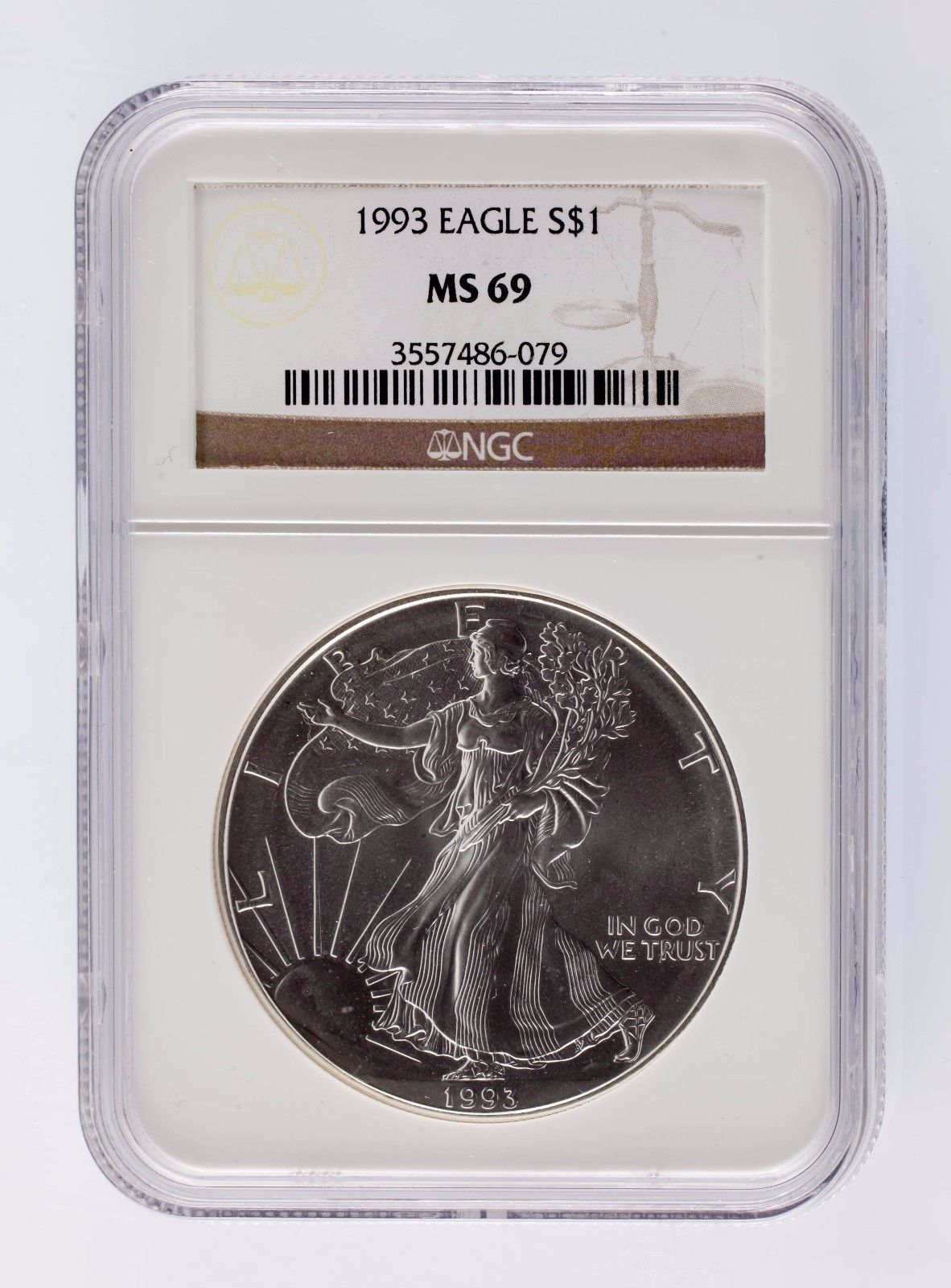 1993 Silver 1oz American Eagle $1 NGC Graded MS 69 - $188.65
