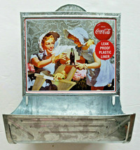 Vintage Coca Cola Tin Planter with Ladies in Blue on the tin new old sto... - $18.99