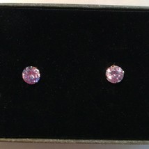 6mm Created Round Tanzanite Gemstone 1.80ctw Stud Earrings Solid 14K Yellow Gold - £35.24 GBP