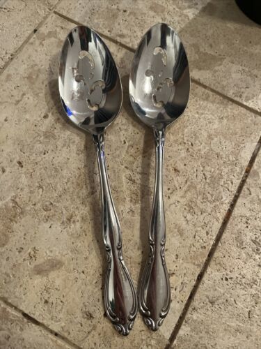 2 Oneida CANTATA Pierced Serving Spoon 8 3/8&quot; Community Stainless Flatware - $14.75
