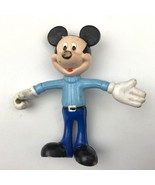 Mickey Mouse Disney Vintage Plastic Blue Rubber Bendy Toy Figure 4.5 Inc... - $54.87 MXN