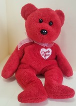 Secret the Bear - 2003 Ty Beanie Babies - Red Bear with &quot;I Love You&quot; on it - £4.65 GBP