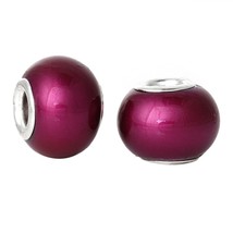 Fuchsia European Glass Beads Lot 3 pcs Lampwork Large hole Charm G14 - £3.15 GBP