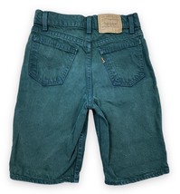 Vtg Levi’s 550 Orange Tab Hunter Green Jean Shorts Youth Size 12 USA  24... - £19.03 GBP
