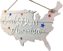 Offex God Bless America Cutout Continent Hanging Sign - 19.5" X 14.5" - $20.60