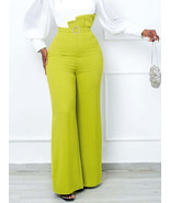 Dressy Pearl Belt Peplums Wide Leg Trousers - $63.95