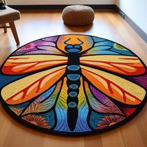 Latch Hook Round Rug Kits Colorful Dragonfly for Beginner Needle Crochet... - $41.96