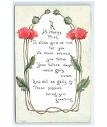 Vintage Birthday Poppy Flowers Poem Postcard 1918 - €6,02 EUR