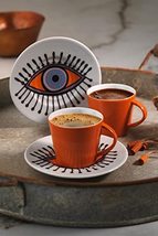 LaModaHome Art Collection Toledo Coffee Set Espresso Coffee Cups with Saucers, P - £46.89 GBP