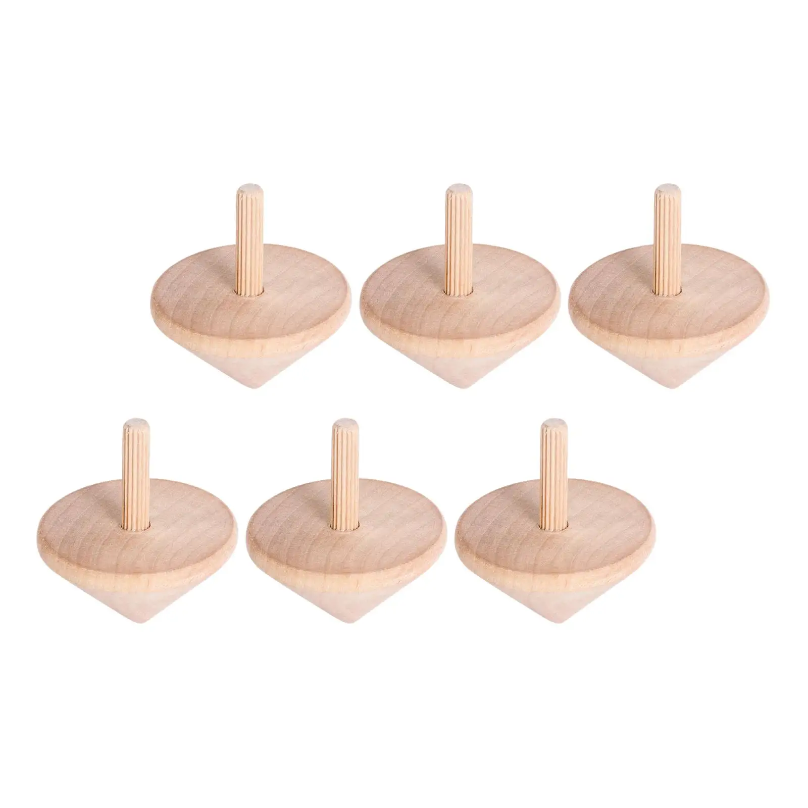 6x Unpainted Wood Blank Tops Paint Your Own Wooden Toys Kindergarten Int... - £7.06 GBP