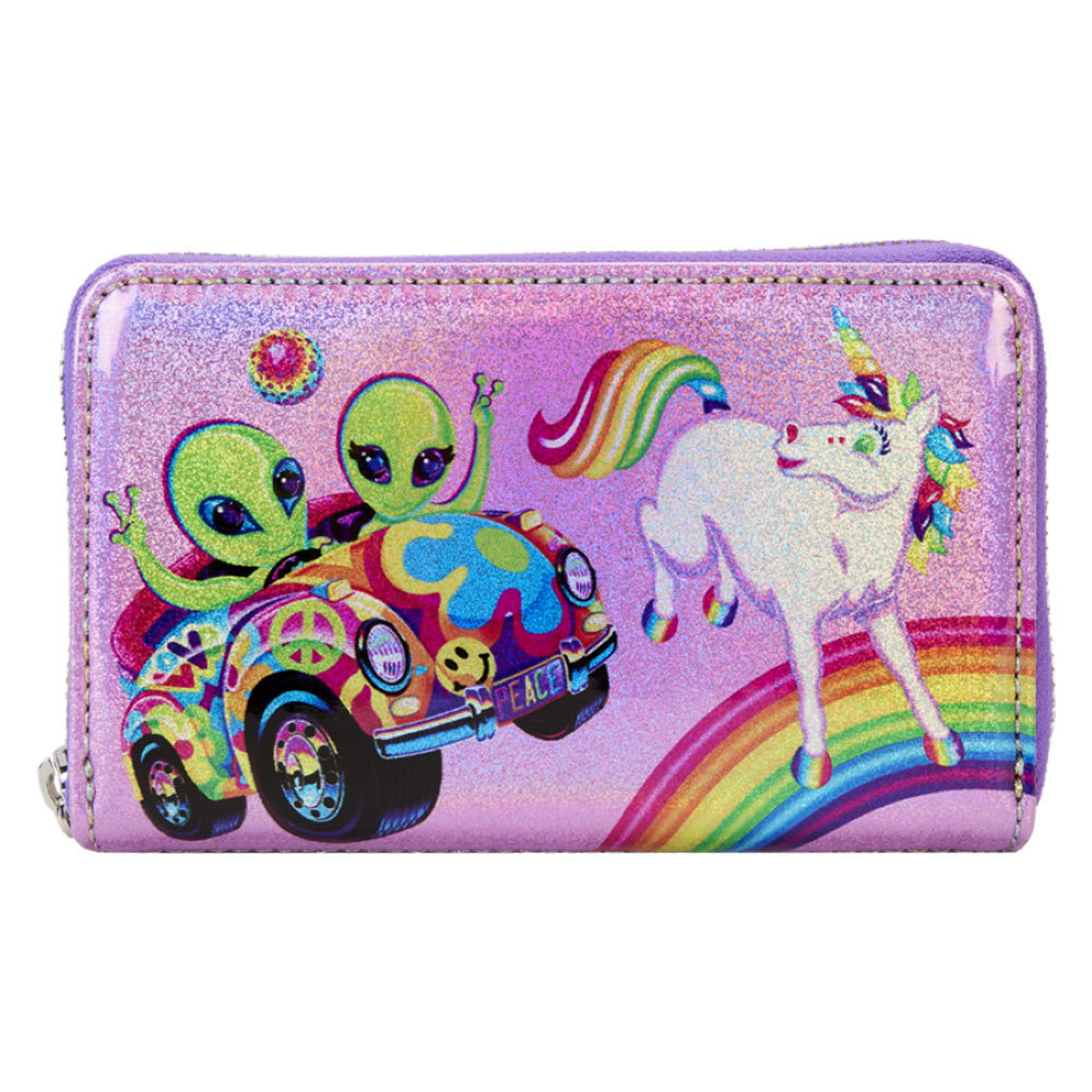 Lisa Frank Holographic Glitter Color Block Zip Around Wallet - $63.17