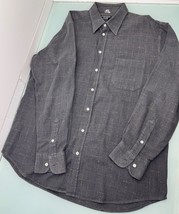 Luciano Barbera Men Flannel Shirt XXL 2XL Made In Italy 100% Cotton Gray... - $34.62